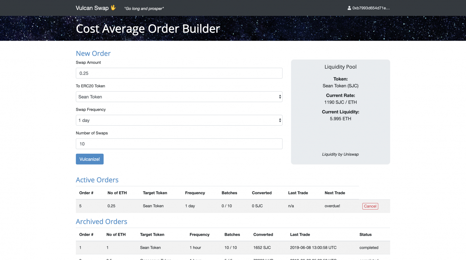 Vulcan Swap decentralized finance tool